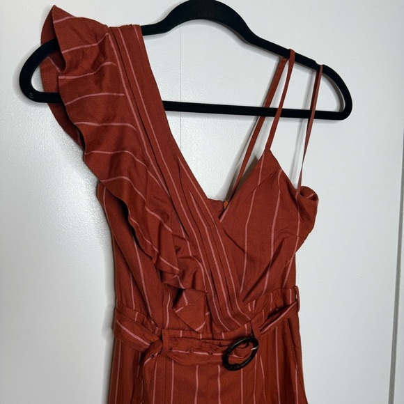 Three Floor Margaux Jumpsuit pinstriped copper Linen Size 0 RTR - Picture 4 of 15